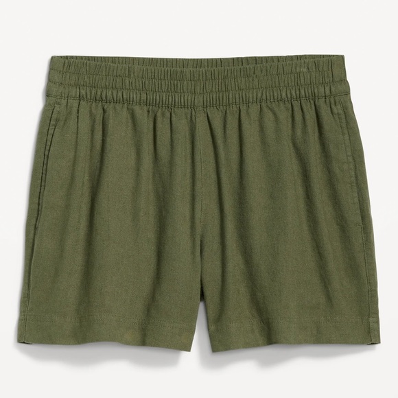 NWT OLD NAVY High-Waisted Linen-Blend Pull-On Shorts -- 3.5-inch insea OLIVE M - Picture 3 of 5